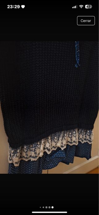 Vestido punto con volantes y lazos espalda