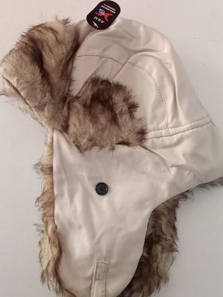 Gorro aviador orejeras beige
