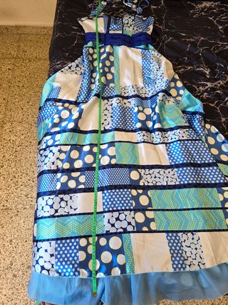 Vestido largo estampado azul y blanco Talla 44