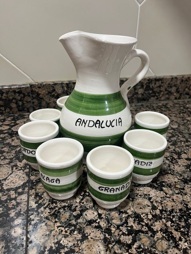 Juego Jarra y Vasos Andalucía Cerámica