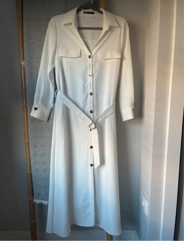 Vestido camisero blanco ZARA