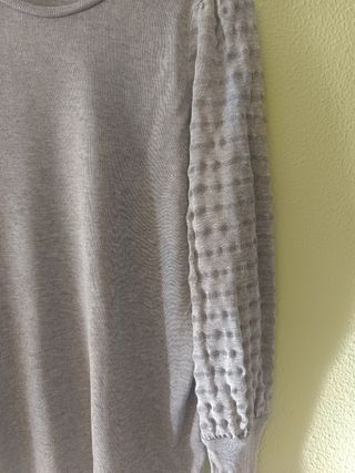 Jersey Zara Plateado Manga Abullonada