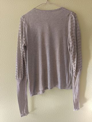 Jersey Zara Plateado Manga Abullonada