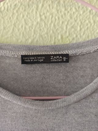 Jersey Zara Plateado Manga Abullonada