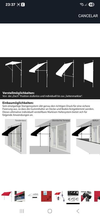 Toldo rojo 300x120 cm ,como nuevo