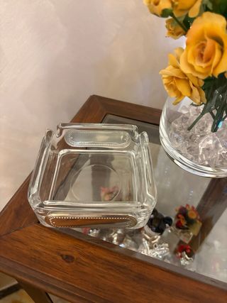 Posacenere cristallo con decoro argento