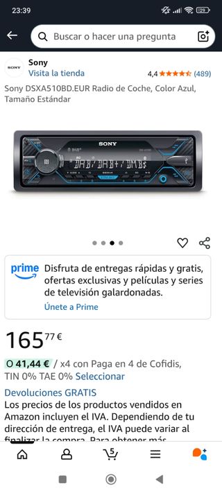 Radio Coche Sony DSX-A400BT 