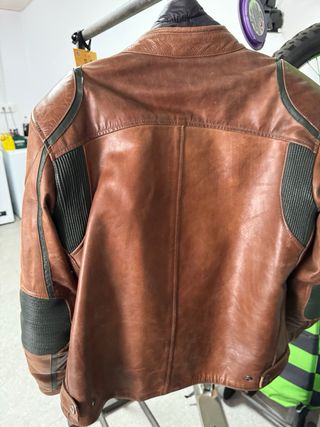 Chaqueta de moto de cuero marrón talla L