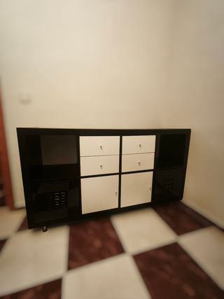 Mueble de Almacenamiento Negro y Blanco