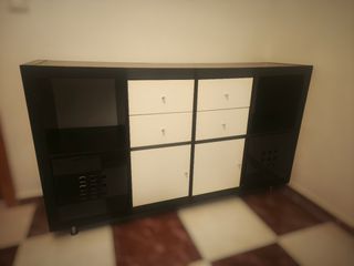 Mueble de Almacenamiento Negro y Blanco
