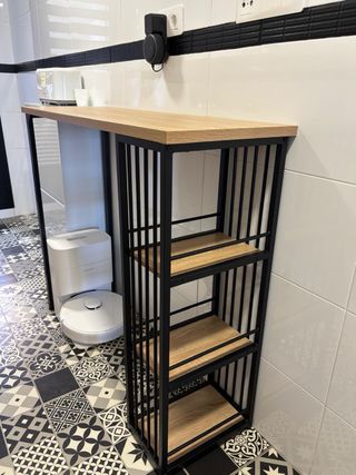 Mesa auxiliar alta cocina madera y metal