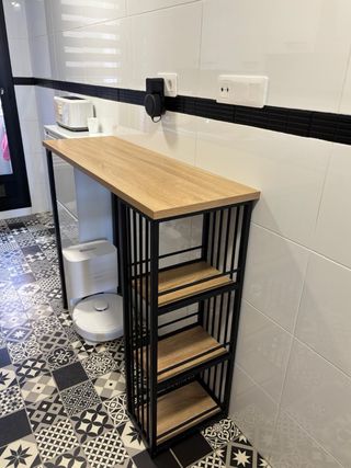 Mesa auxiliar alta cocina madera y metal