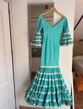 Vestido Flamenca Canastero Verde Agua