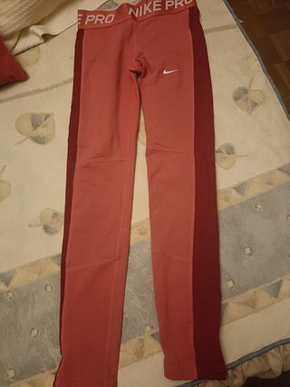 Mallas Nike Pro Mujer Rosa y Rojo