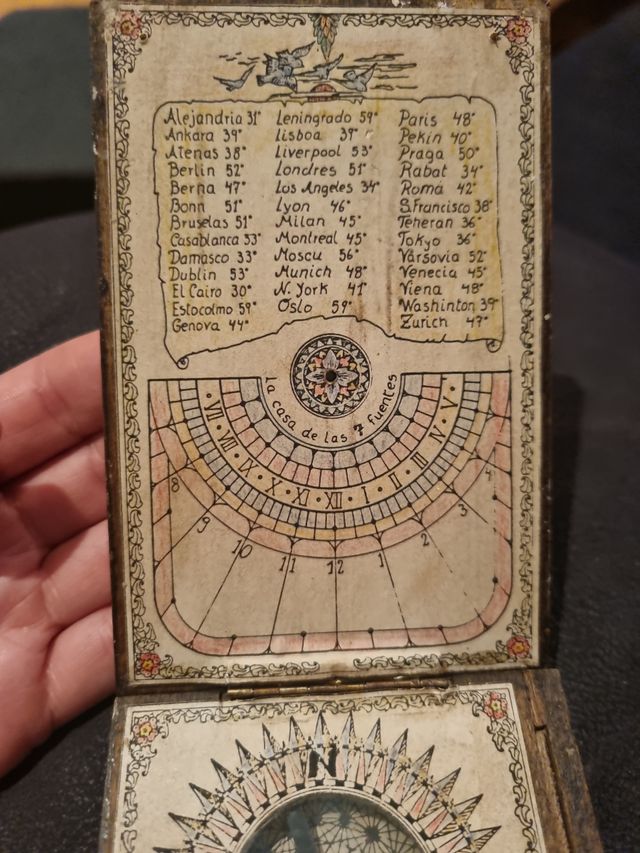 Reloj Solar Brújula Antiguo Bronce