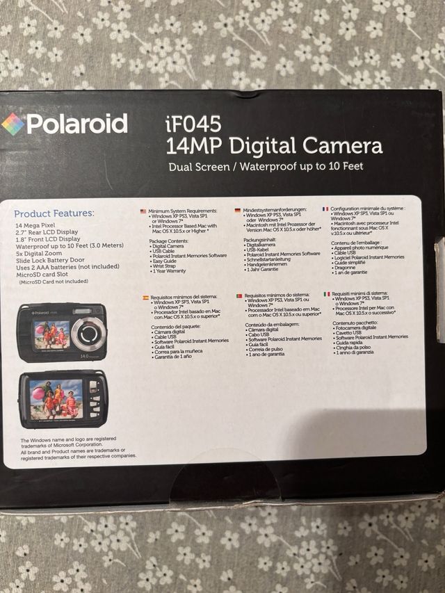 Cámara fotos Digital Polaroid iF045. waterproof.