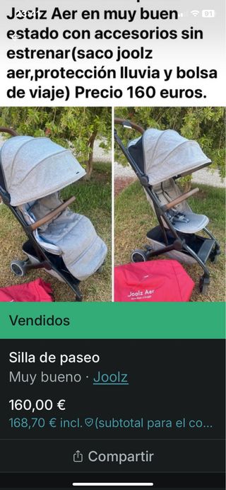 Silla de paseo Joolz Aer + accesorios