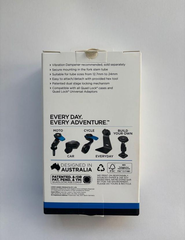 Suporte de haste de garfo para motocicleta Quad Lock