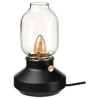 Lámpara de mesa negra y cristal