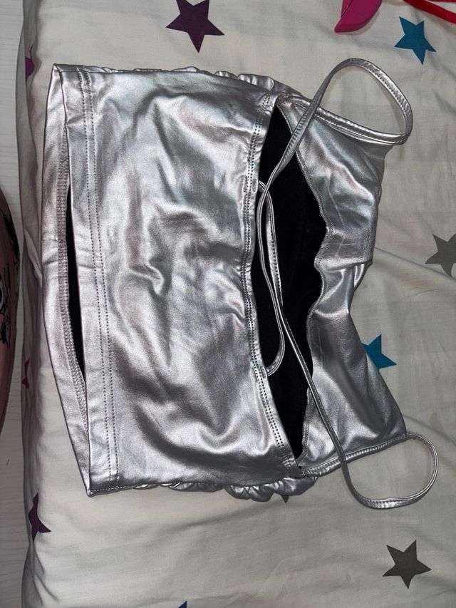 Top Shein Plateado y Azul Metálico Talla S