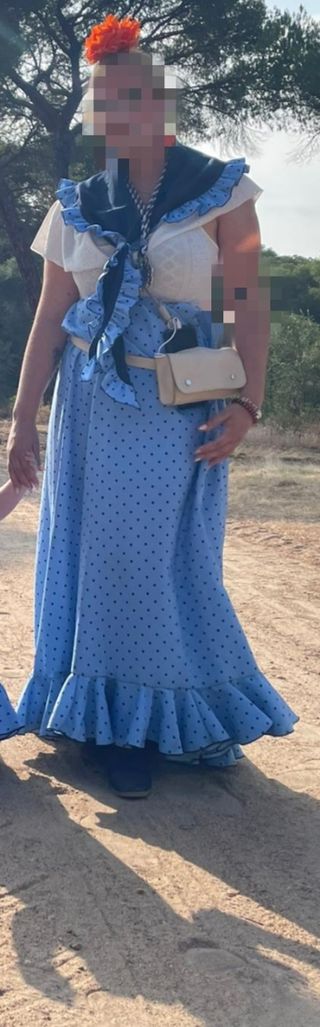 Conjunto Flamenca Azul y Naranja