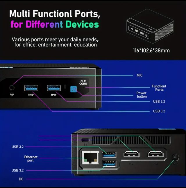 Mini PC Intel N100 NUEVO 16GB RAM 512GB SSD minipc