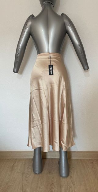 Falda de Satén Mujer Cintura Alta Elegante Talla M