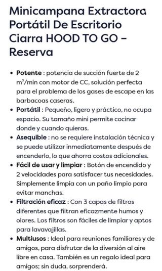 campana extractora de humos portátil Ciarra