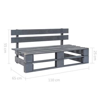 vidaXL Banco de palés para jardín madera gris