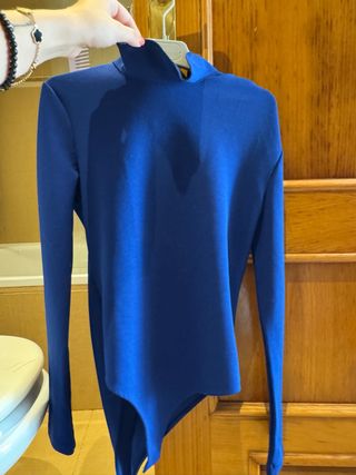 Body Zara Azul Cuello Alto Manga Larga
