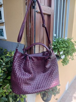 Borsa a spalla intrecciata vinaccia