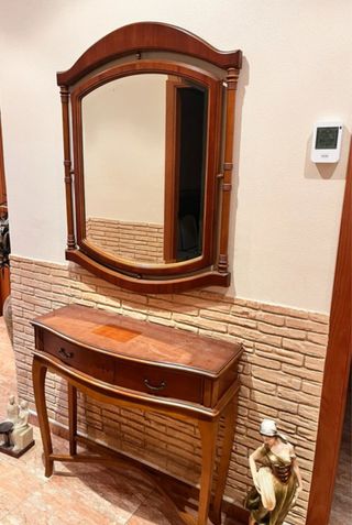 Recibidor de madera maciza con espejo