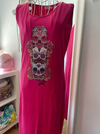 Vestido Met Largo con Calaveras y Flores