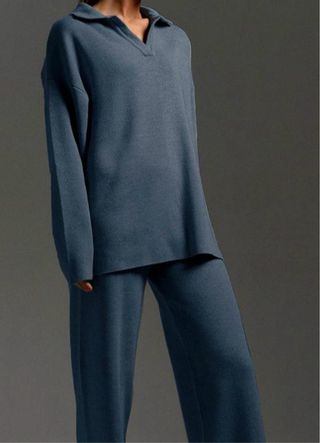 Conjunto de punto azul mujer