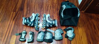 Patines en línea con protecciones y bolsa