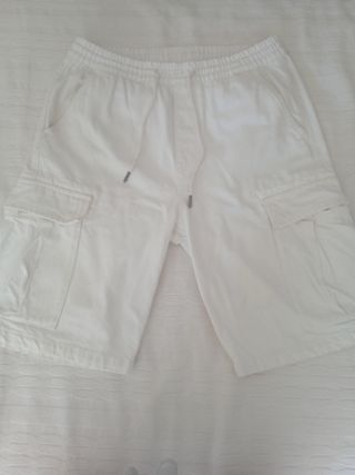Pantalones Anchos Cortos Blancos Talla L