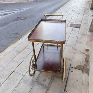 Carrito camarera latón y madera vintage años 70
