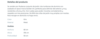 Tumbonas aluminio gris + 2 sillas jardín + 2 mesas