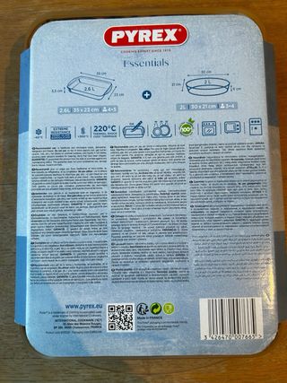 Set 2 Bandejas Horno Pyrex Vidrio Borosilicato