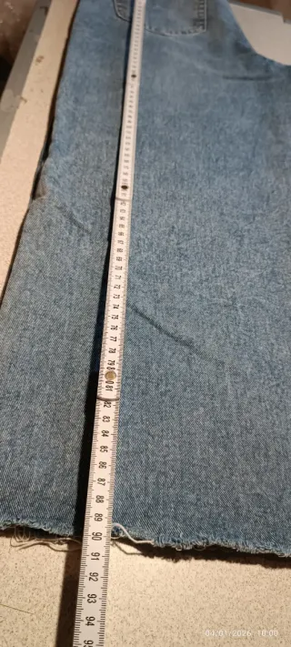 Jeans donna vita alta gamba larga taglia XS