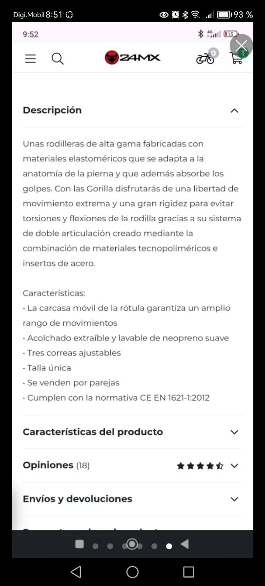 Rodilleras Acerbis Gorila Articuladas rojas