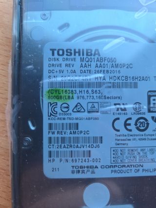 Disco Duro Externo Toshiba 500GB 2.5