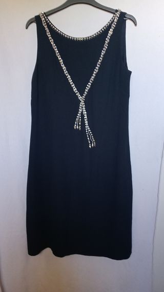 Vestido Navy blue Monsoon con cadena plateada