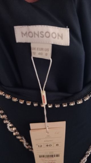Vestido Navy blue Monsoon con cadena plateada