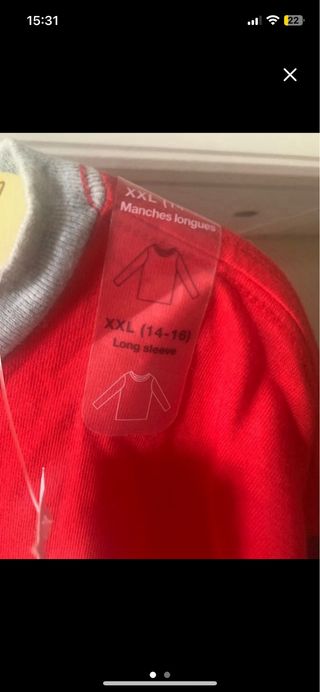 Camiseta GAP Manga Larga Talla 14-16 Roja