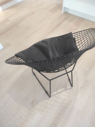 4 Silla Diseño Negro Metal y Piel Sintética