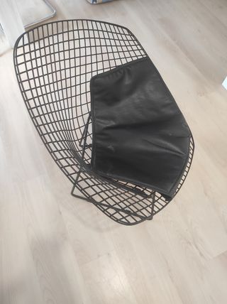 4 Silla Diseño Negro Metal y Piel Sintética