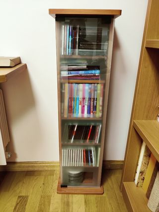 Mueble Almacenaje CDs/DVDs Madera y Cristal