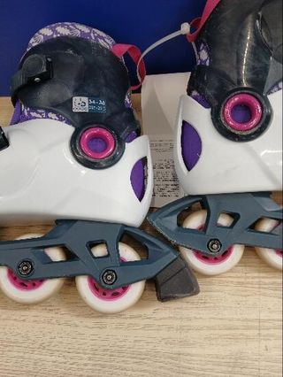Patines Línea Niños Oxelo Play 5 Gris Rosa