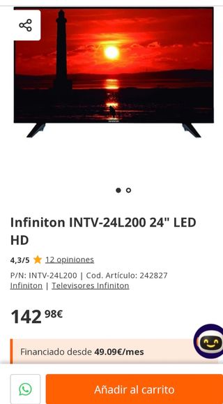 Televisor TV LED 24" Infiniton HD